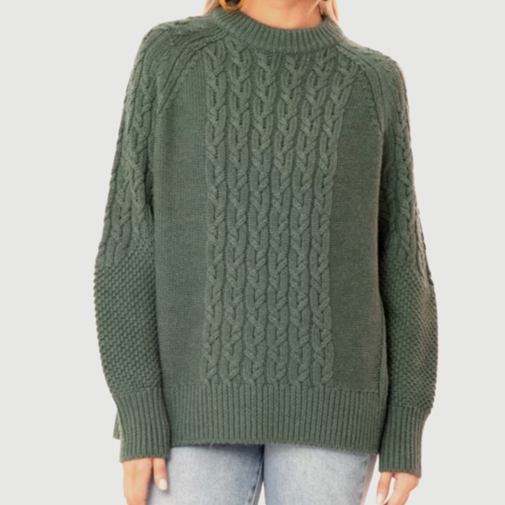 NWT Tuckernuck Aspen Green Mixed Cable Charles Sweater